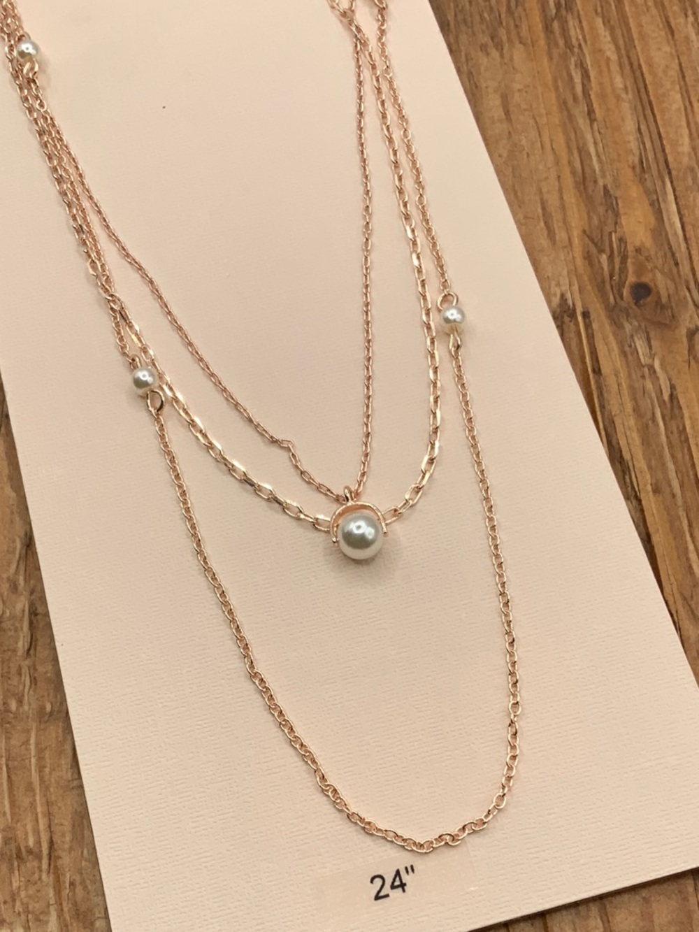 Bijoux Rose Gold Tone Multi Strands Layered Pearl Pendant Necklace